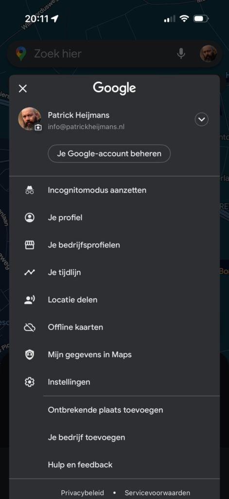 Google maps kaarten downloaden - stap 2
