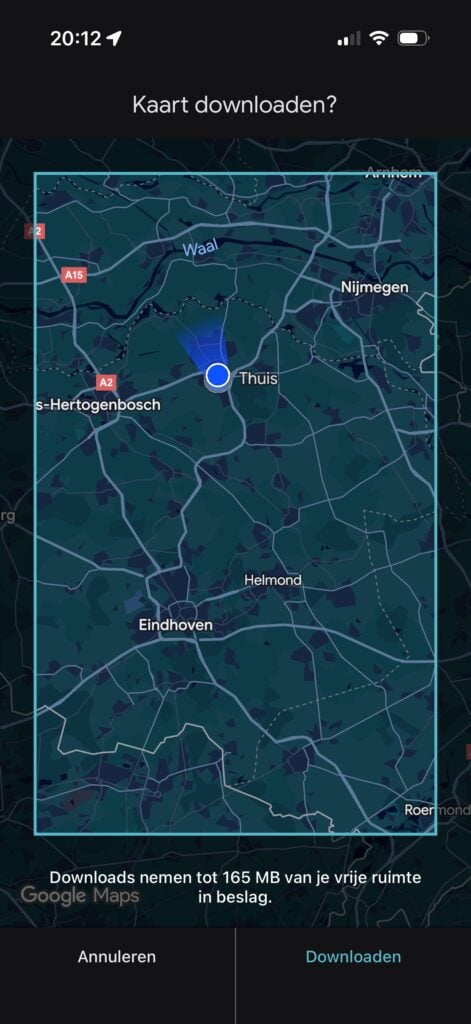 Google maps kaarten downloaden - stap 3