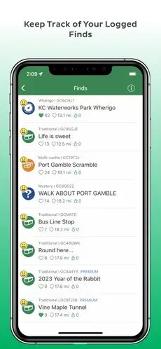 geocaching app screenshot caches