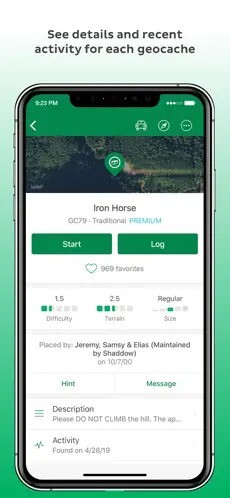 Geocaching app voorbeeld cache