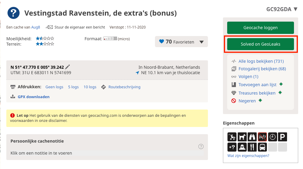 GeoLeaks: Hulp bij het oplossen van Geocaching puzzels 6 je ziet meteen of er een oplossing beschikbaar is op geoleaks