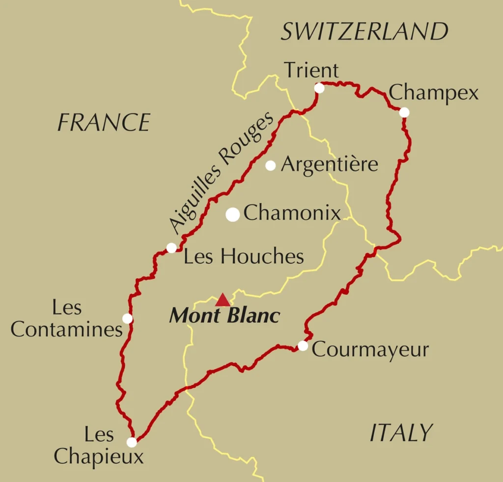 Tour du Mont Blanc zelf plannen: het begin 18 trekking the tour du mont blanc location map
