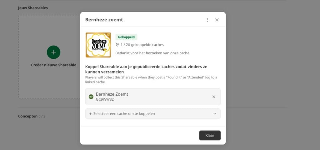 mijn geocache shareable
